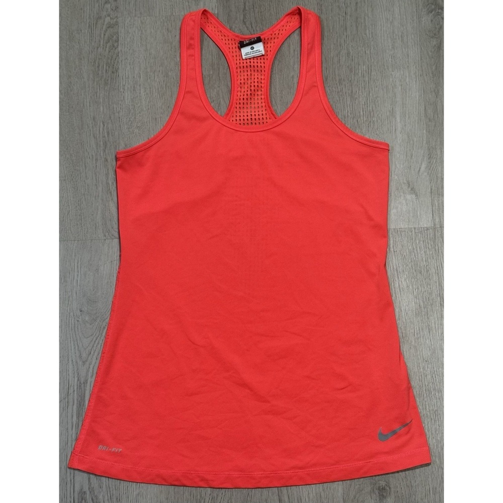 Nike Dri Fit Athletic Tank Top Racerback Women's Size M Coral Pink Workout UEC
